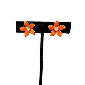 Vintage Cira 1950 - 1960 Orange Flower Screw Back Earrings